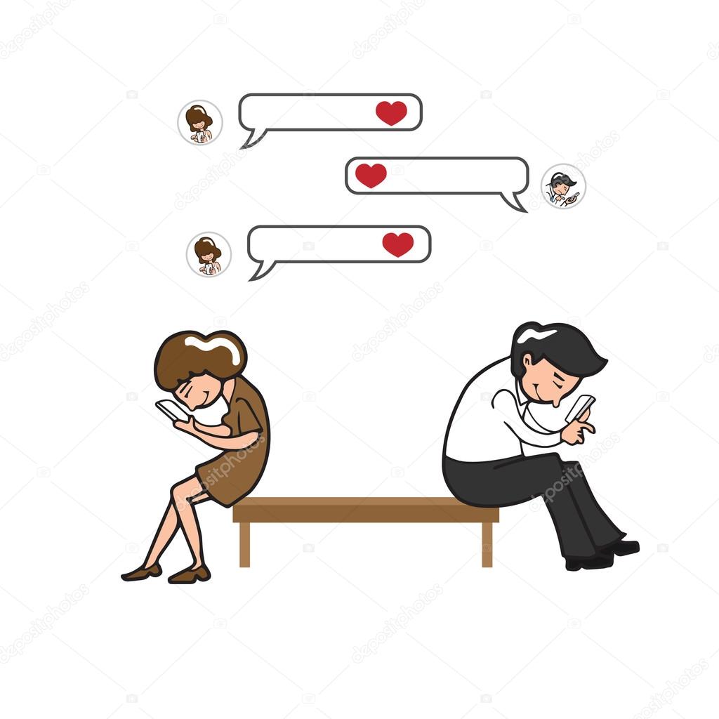 Couple texing on mobile phone