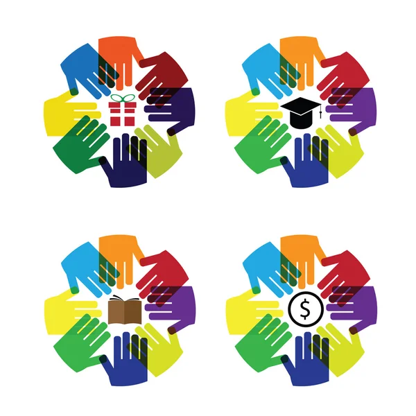 Hands circle education — Stock Vector