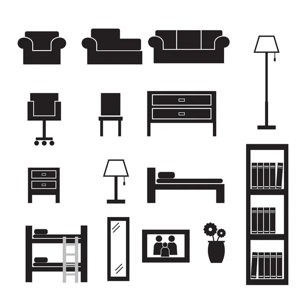 Conjunto de iconos de muebles — Vector de stock