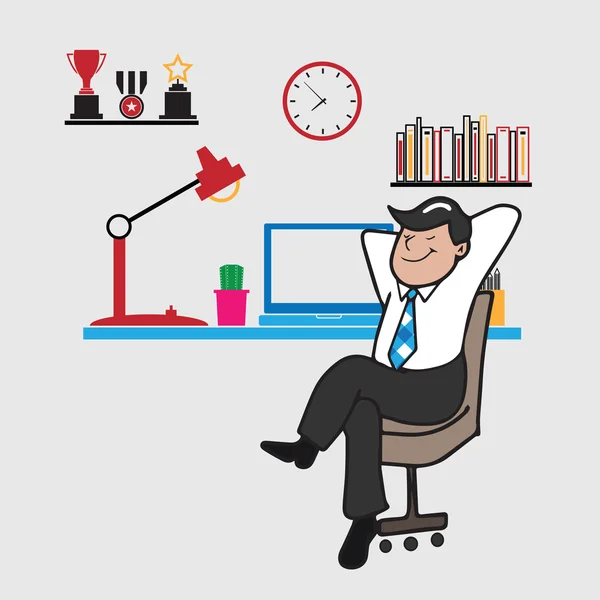 Man relax at work — Stock Vector