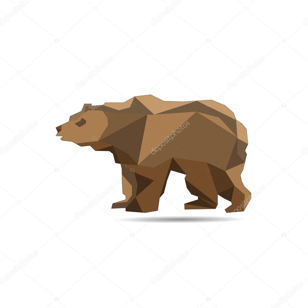 Animal polygonal bear shape design vector