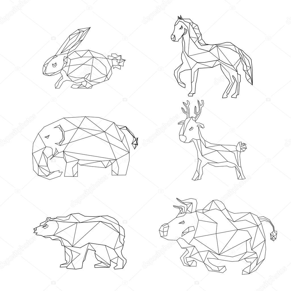Animals polygonal shape design