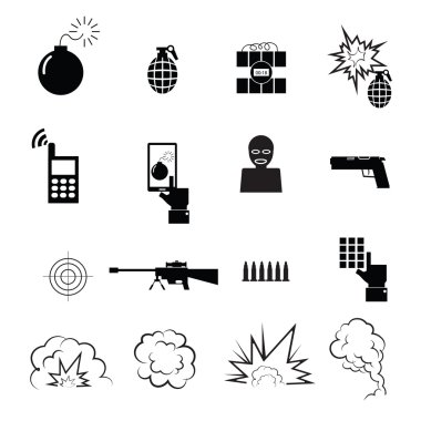 Terörist ve casus Icons set