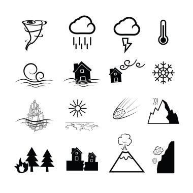 Disaster nature power icons clipart