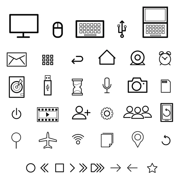 Icônes informatiques mis à plat — Image vectorielle