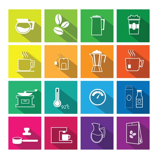 Café iconos planos conjunto vector línea plana — Vector de stock