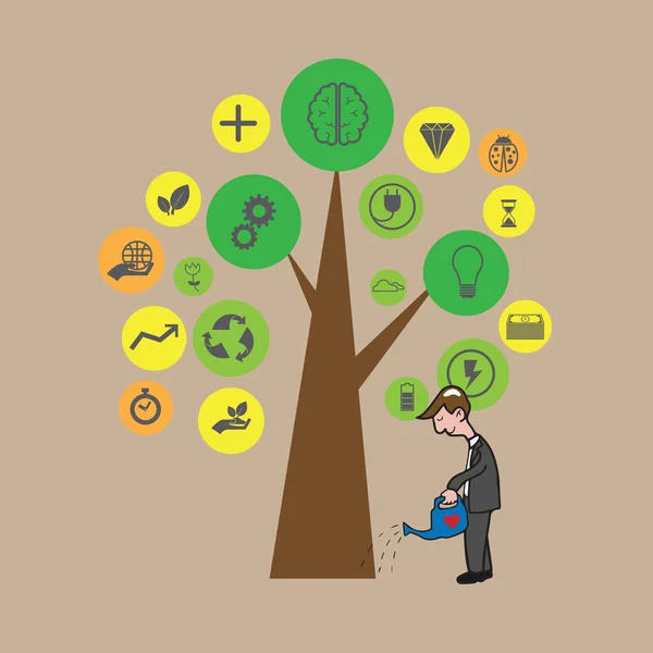 De groeiende boom zakenman van idee — Stockvector