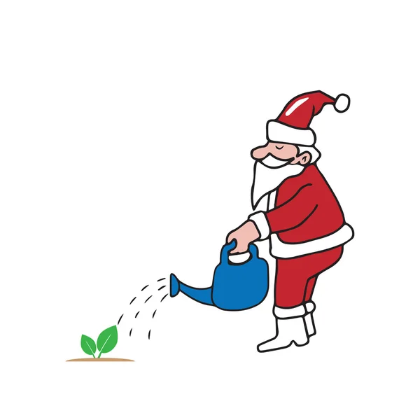 Santa watering — Stock Vector