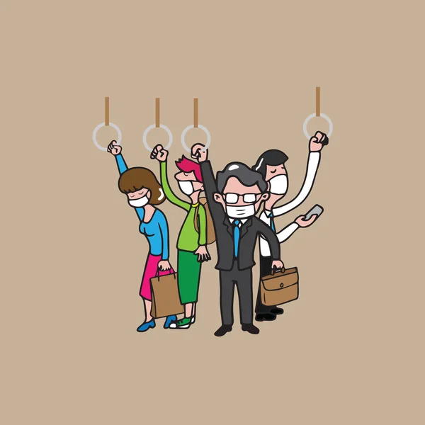 Kalabalık kişi maske transporattion