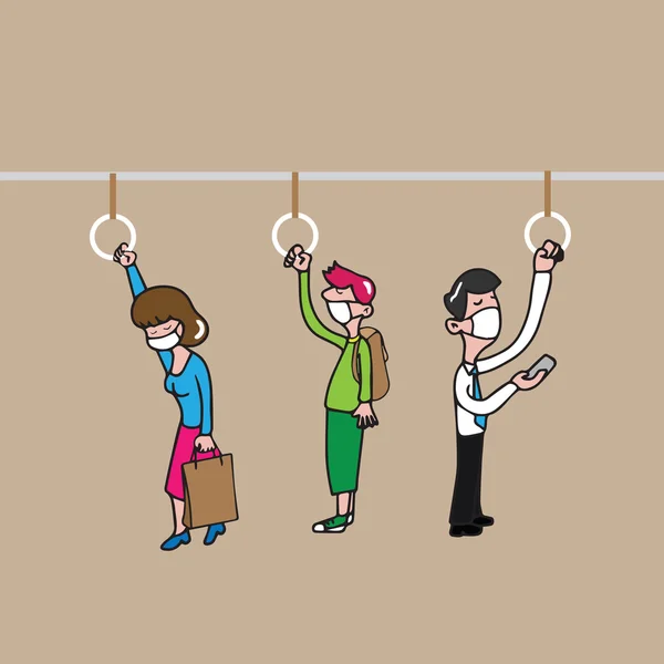 İnsanlar maske ulaşım