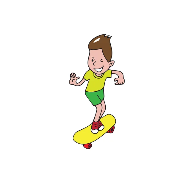 Garçon jouant skateboard — Image vectorielle