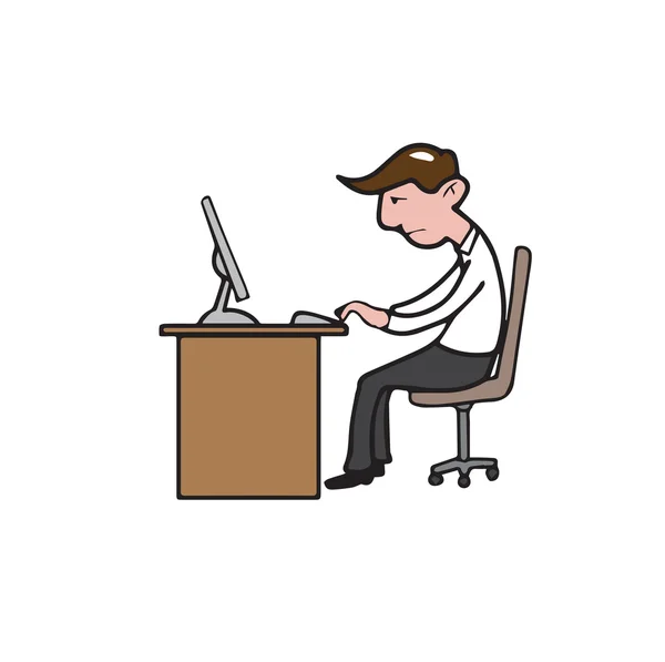 Empresario trabajando en computadora — Vector de stock