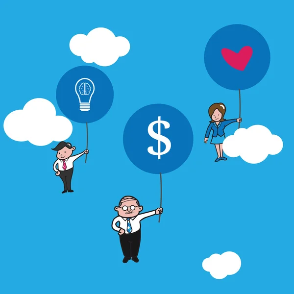 Uçan balon ile iş adamları