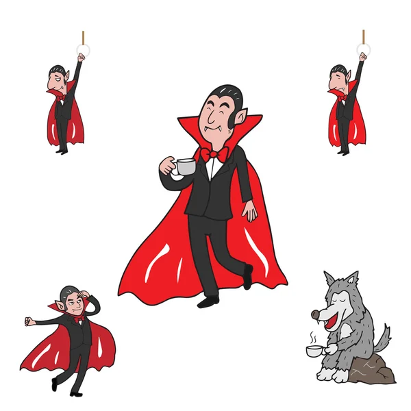 Halloween vampire en wolf — Stockvector