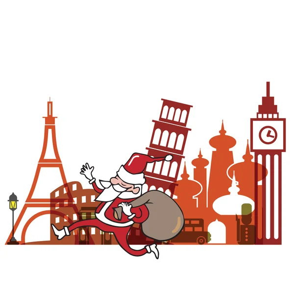 Natale Babbo Natale in Europa — Vettoriale Stock