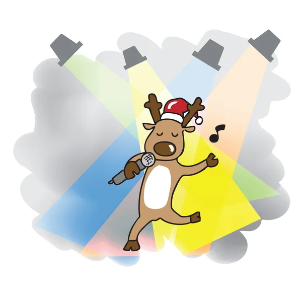 Singing Reindeer Christmas — Stockvector