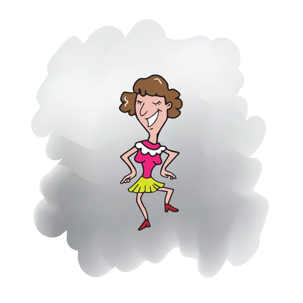 Woman dancing cartoon drawing — 图库矢量图片