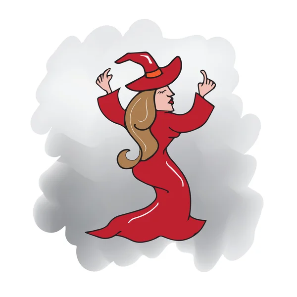 Halloween red witch dancing — Stockový vektor