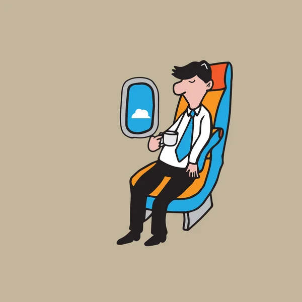 Homme d'affaires passager avion — Image vectorielle