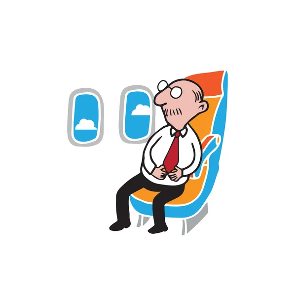 Pasajero de avión hombre de negocios senior — Vector de stock