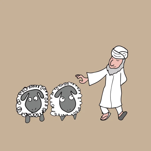 Muslimska och fåren — Stock vektor