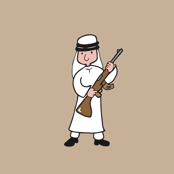 Arabian man holding machine gun — Stock Vector