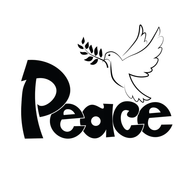 Peace text and pigeon — Stock Vector