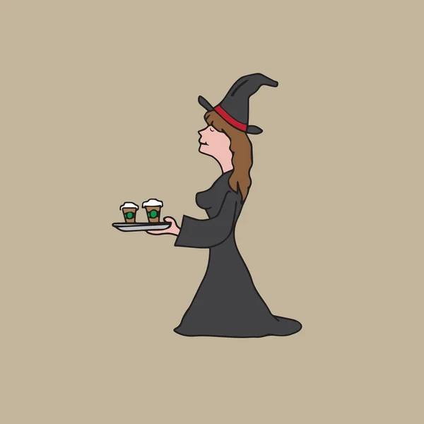 Halloween met serveert koffie — Stockvector