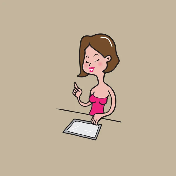 Vrouw en tablet — Stockvector