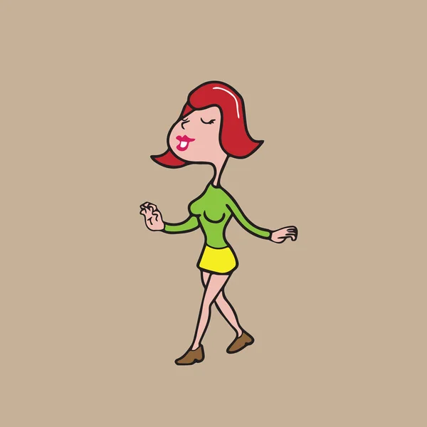 Personnes femme coloré habillé marche — Image vectorielle