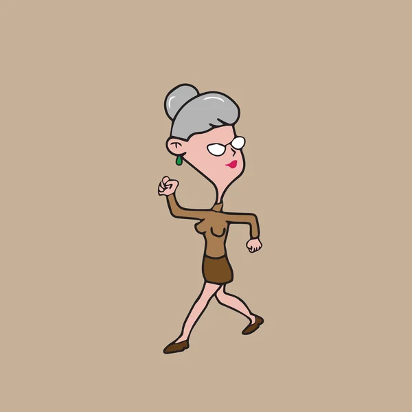 Personas mujer mayor caminando — Vector de stock