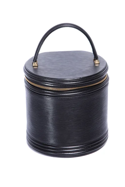 Mulher bolsa de couro preto — Fotografia de Stock