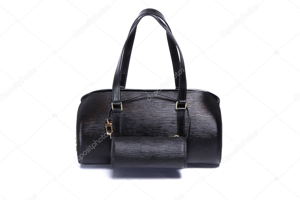 Woman black leather handbag