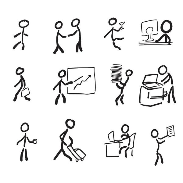 Pictogrammen Bedrijfs van de mensen penseel tekening — Stockvector