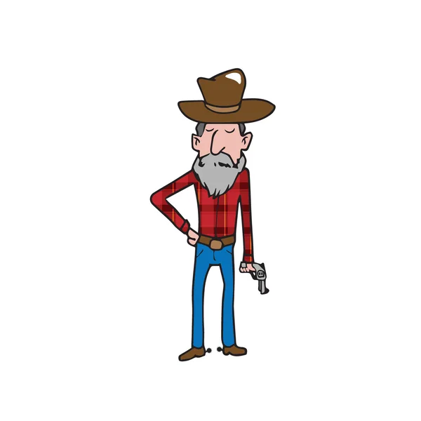 Gente vaquero sosteniendo pistola — Vector de stock