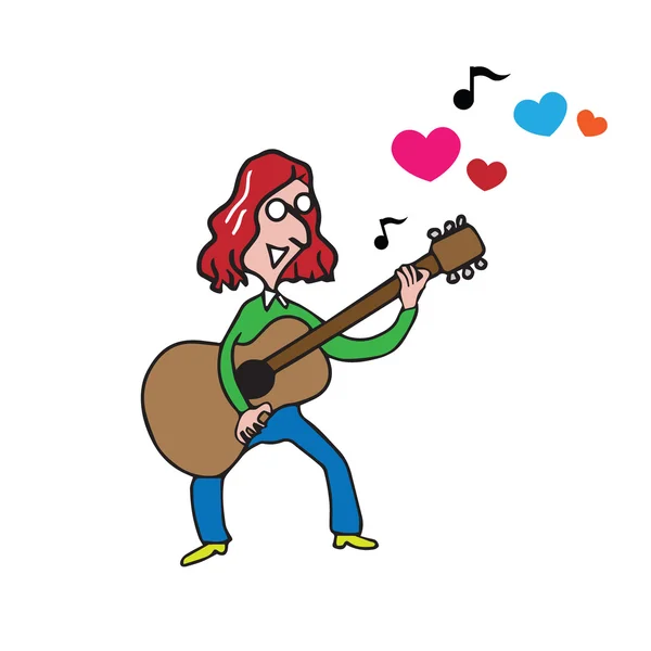 Люди, играющие на гитаре песни о любви — стоковый вектор