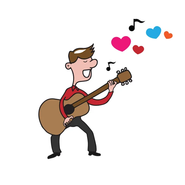 Les gens homme guitare chanson d'amour — Image vectorielle
