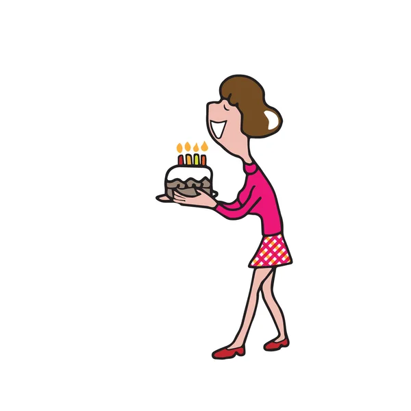 Cake van de verjaardag van de vrouw van mensen — Stockvector