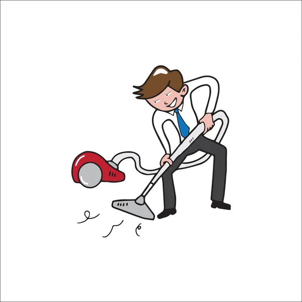 People Businessman vacuum cleaner — Stock Vector