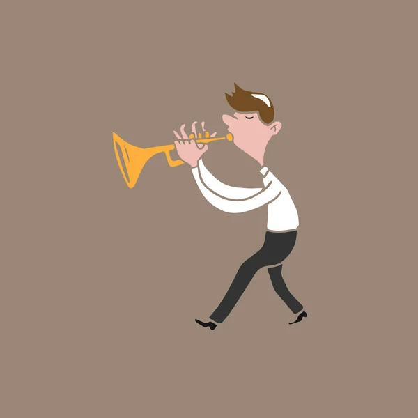 Müzik aleti adam trompet — Stok Vektör