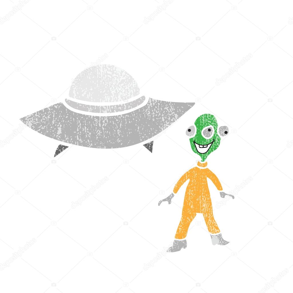 Space technology alien and spaceship