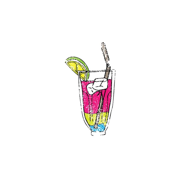 Drink cocktail kleurrijke stempel — Stockvector