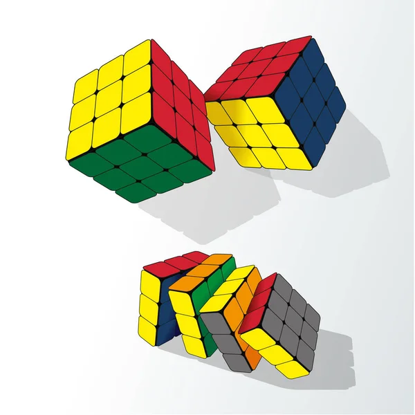 Cubo Rubik Fondo Blanco Cubo Rubik Rompecabezas Combinación Inventado 1974 — Vector de stock