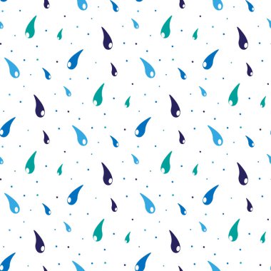 Yağmur damlaları kusursuz desen. Mavi damlalar vektör çizimi .