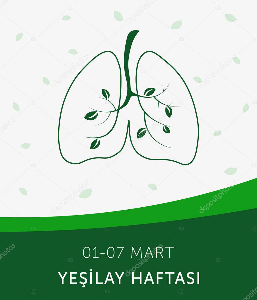 Yesilay haftasi vector illustration.(01-07 March social awareness week against drugs, Turkey awareness week card.)