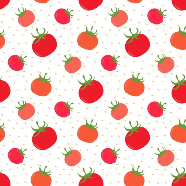 Juicy and tasty tomatoes design. Seamless tomato pattern. Vector illustration.