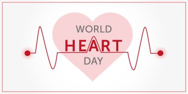 Dünya Kalp Günü, tipografik tasarım. Vektör illüstrasyonu.