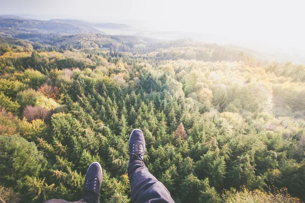 Sentado en el borde sobre el bosque . — Foto de Stock