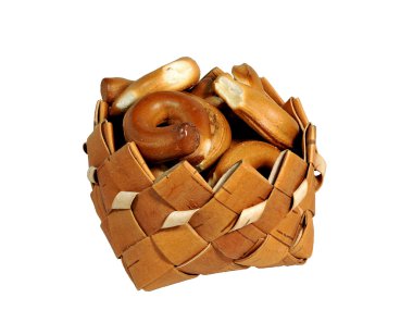 kurutma, simit, sepet, ayrı tut, beyaz arka plan