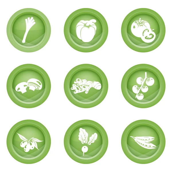 Conjunto de coloridos iconos vegetales — Vector de stock